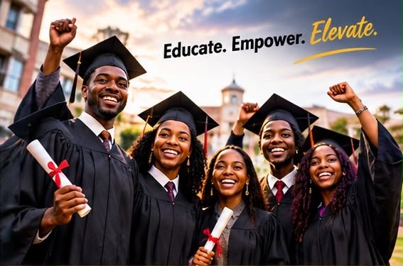 Joyful graduates celebrating with diplomas
