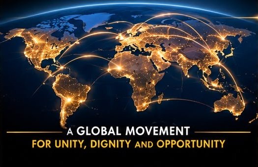 A glowing network of connections across the world map